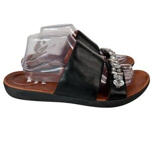 Fitflop Delta Slide Sandals Black Bejeweled Open Toe Size 11 Womens Comfortcore